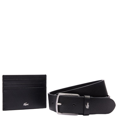 Lacoste Accessoire Geschenkset - Kreditkartenetui 6cc und Gürtel Leder (black, 110 cm)