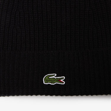Lacoste Unisex Beanie - Bonnet en laine côtelée (bleu marine/farine)