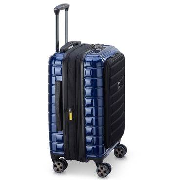 Delsey Paris Shadow 5.0 - Trolley a 4 ruote con tasca frontale S 55 cm con USB (blu marino)