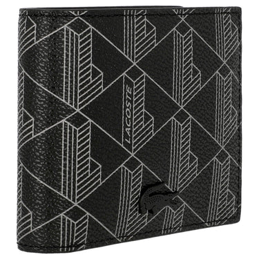 Lacoste Signature - Portafoglio Uomo 6cc 11 cm (monogramma allover nero grigio)
