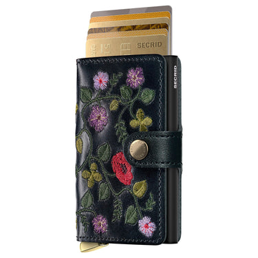 Secrid Miniwallet Stitch Floral - Étui à cartes de crédit 6cc 10.2 cm RFID (black+)