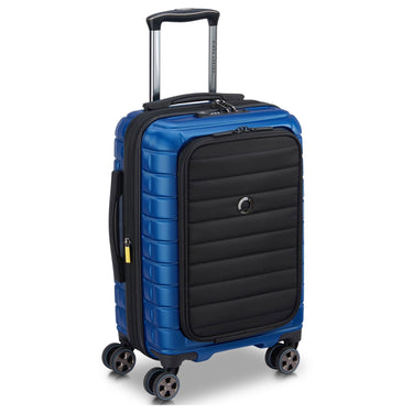 Delsey Paris Shadow 5.0 - Trolley Cabina 4 Ruote con Tasca Frontale S 55 cm con USB (blu)
