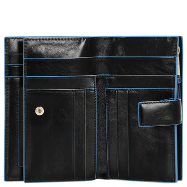 Piquadro Blue Square - Cartera de mujer 12 tarjeteros 15,5 cm (black)
