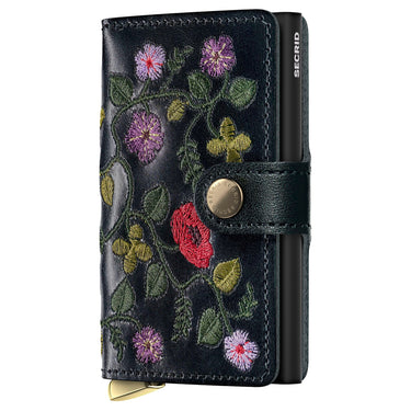 Secrid Miniwallet Stitch Floral - Étui à cartes de crédit 6cc 10.2 cm RFID (black+)