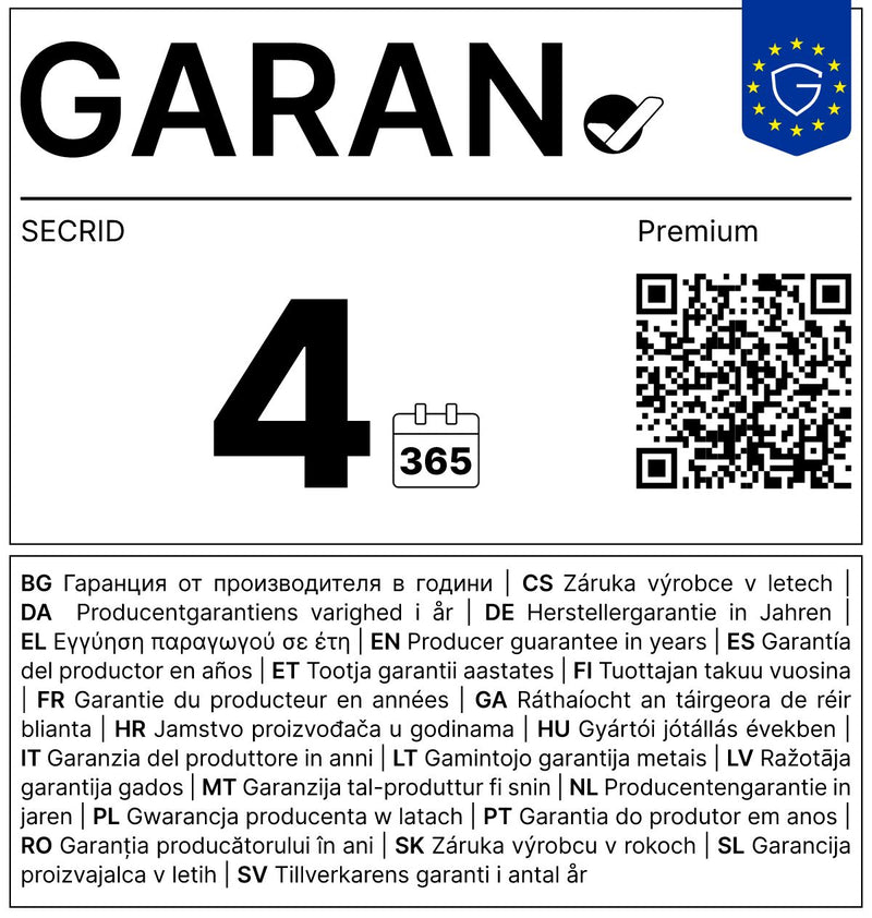 Label GARAN de l’UE : garantie du producteur en années: 4 – Secrid
